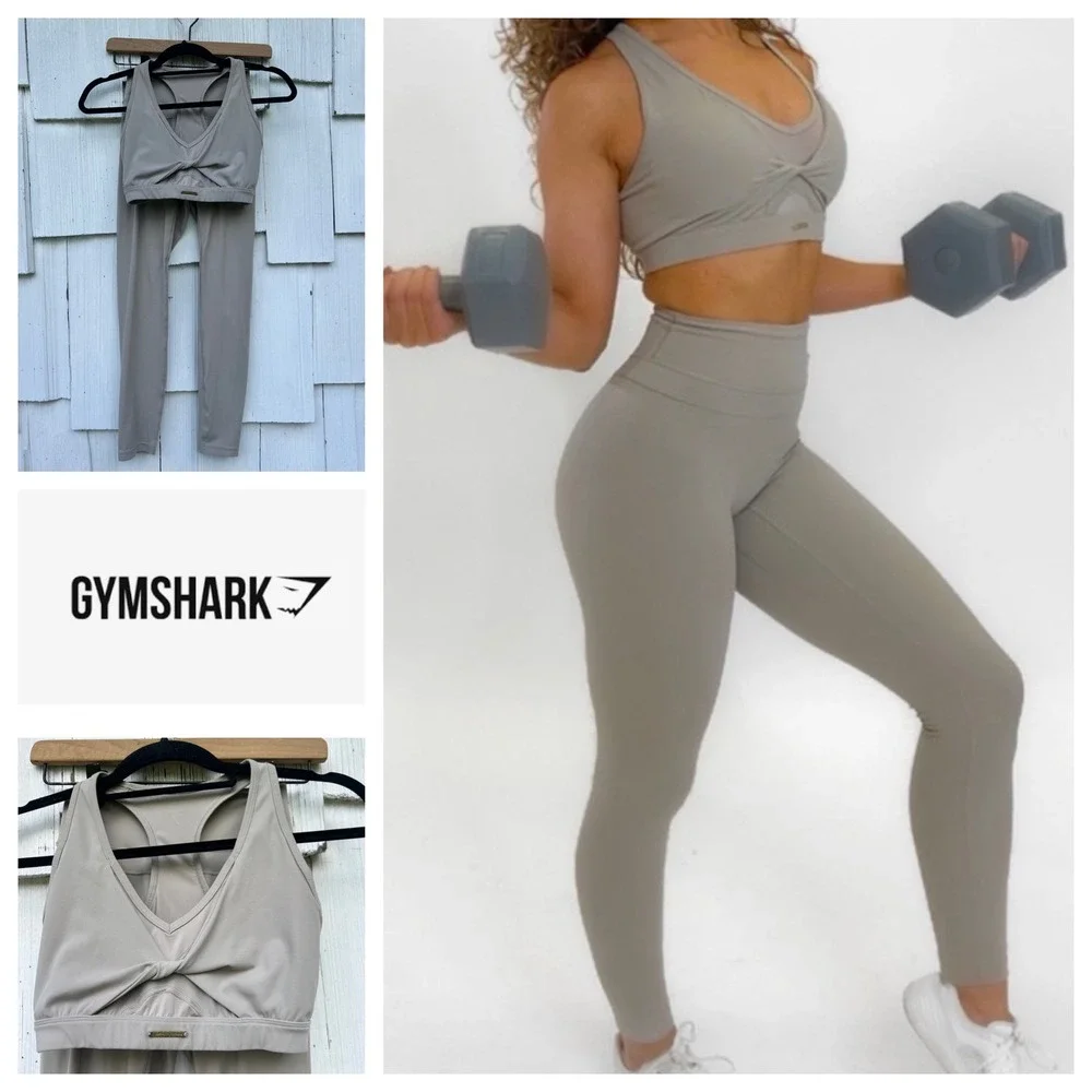 Gymshark x Whitney Simmons Mink Set Twist Sports Bra & High Waisted Leggings